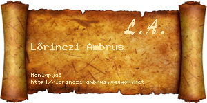 Lőrinczi Ambrus névjegykártya